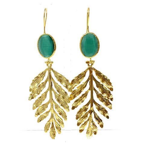 Gp Leaf Drop Earrings Oceans Allure