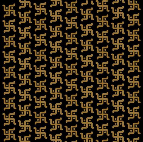 Golden Swastika Vector Icon Pattern On Black Color Holy Swastika