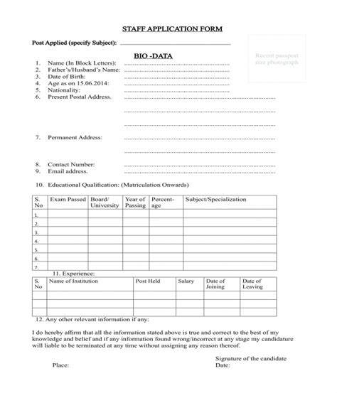 Printable Biodata Form Philippines Excel Bio Data Form Templates For