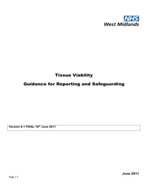 Tissue Viability Guidance For Reporting And Safeguarding Version 6