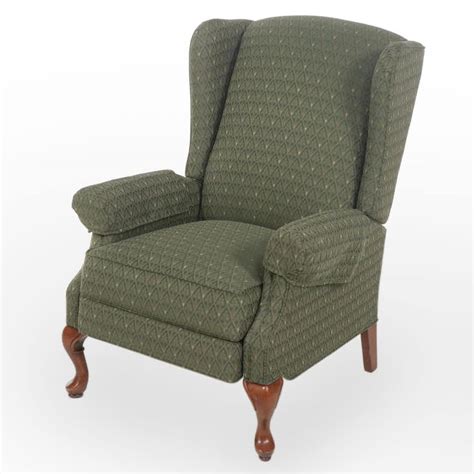 La Z Boy Queen Anne Style Custom Upholstered Wingback Recliner Ebth