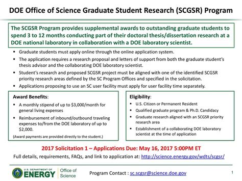 DOE Office Of Science Graduate Student Research SCGSR Program Ppt