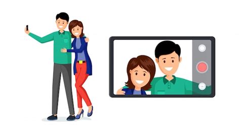 Pareja Casada Tomando Selfie Vector Premium