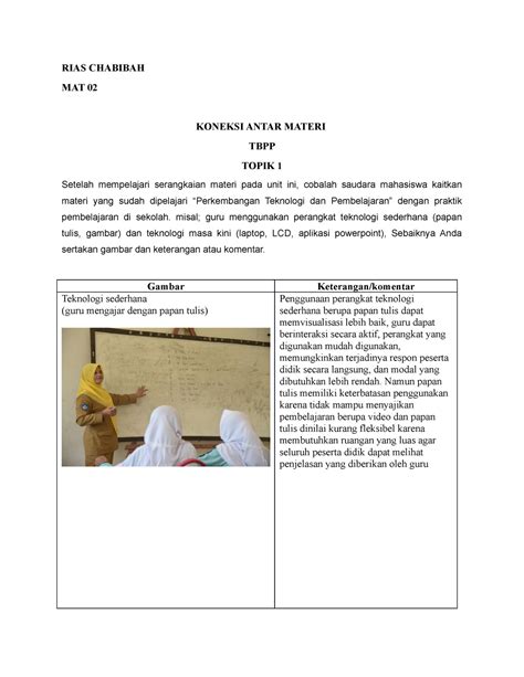 Koneksi Antar Materi T Pbpp Rias Chabibah Mat Koneksi Antar