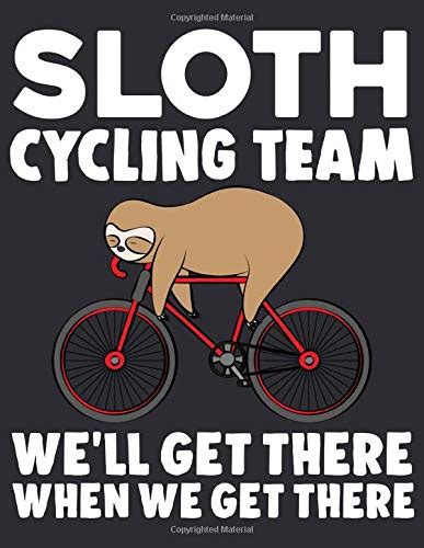 Sloth Cycling Team X Novelty College Ruled Lined Pages Notebook