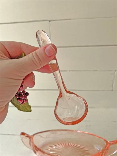 Vintage Pink Depression Glass Pickle Dish With Ladle Pink Etsy