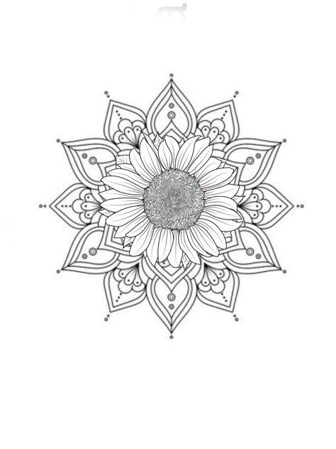 Intricate Mandala Sunflower Tattoo Design