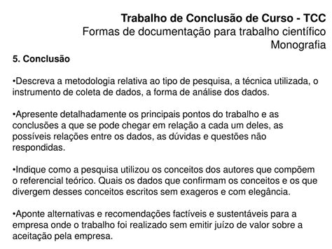 PPT Trabalho de Conclusão de Curso TCC ABNT Regras de formatação