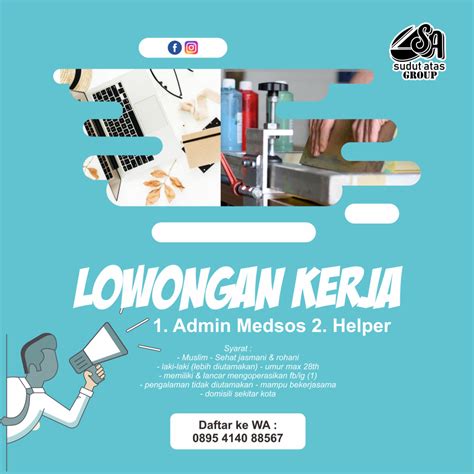 Dibutuhkan Segera Admin Medsos Dan Helper Loker Jonegoro