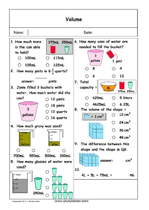 Volume And Capacity Problem Solving Studyladder Interactive Learning