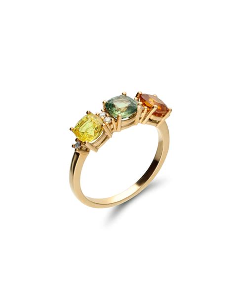 Compra Online Anillo Oro Amarillo Zafiros Y Diamantes Santamar A