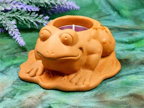 Ceramic Frog Candle Holder Natural Finish Ceramic Toad Votive Etsy