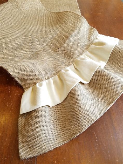 Natural Burlap Table Runner With Ivory Linen Burlap Ruffles Etsy