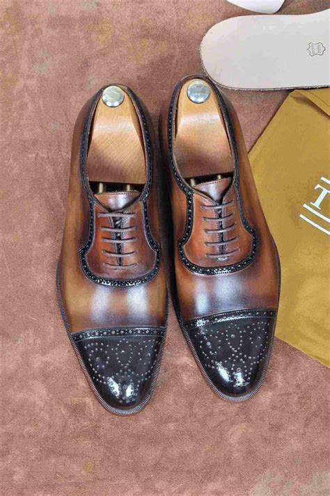 Tuccipolo Handmade Brown Captoe Oxfords Mens Luxury Brogue Italian Lea