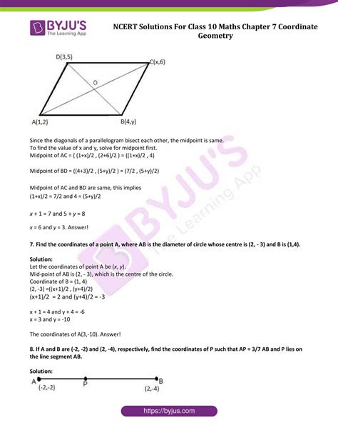 NCERT Solutions For Class 10 Maths Exercise 7 2 Chapter 7 Coordinates