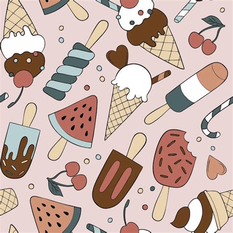 Premium Vector Hand Drawn Ice Creams Seamless Vector Pattern