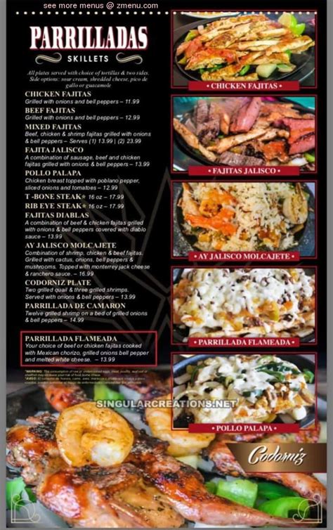 Online Menu Of Ay Jalisco Mexican Restaurant Bar Grill Restaurant