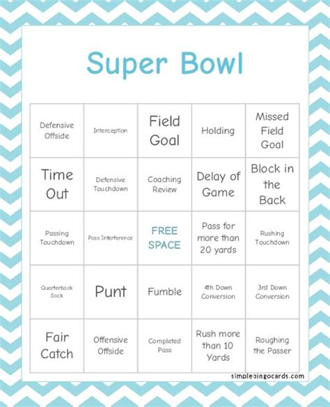 Printable Super Bowl Bingo