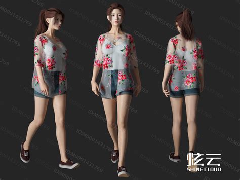 3d模型 现代夏日女人模型 M0001431769 炫云云模型网