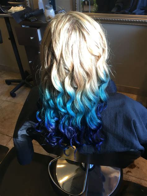 Blonde Turquoise Dark Blue Ombre Hair Styles Wedding Haircut Hair