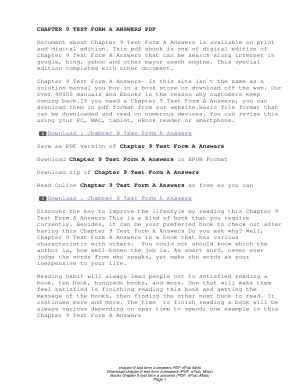 Fillable Online Chapter 9 Test Form A Answers Chapter 9 Test Form A