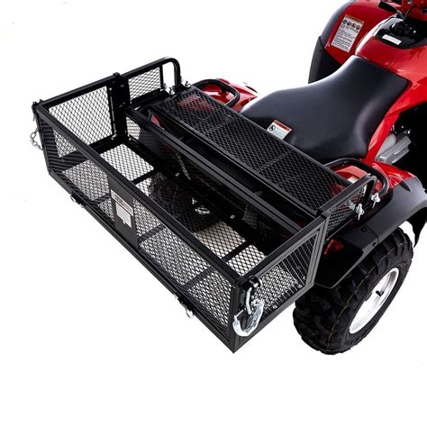 Universal Steel ATV Rear Rack Drop Basket With Tailgate Black Widow