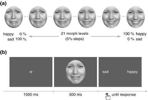 A Example Of The Continuum Of Sad Happy Face Morphs Used In The Emotion