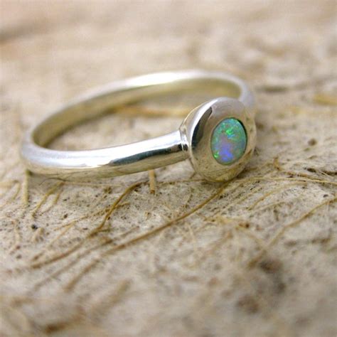 Items Similar To White Opal Sterling Silver Ring With Glossy Finish On Etsy