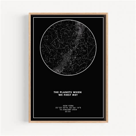 Star Map Black - Starry Sky Poster