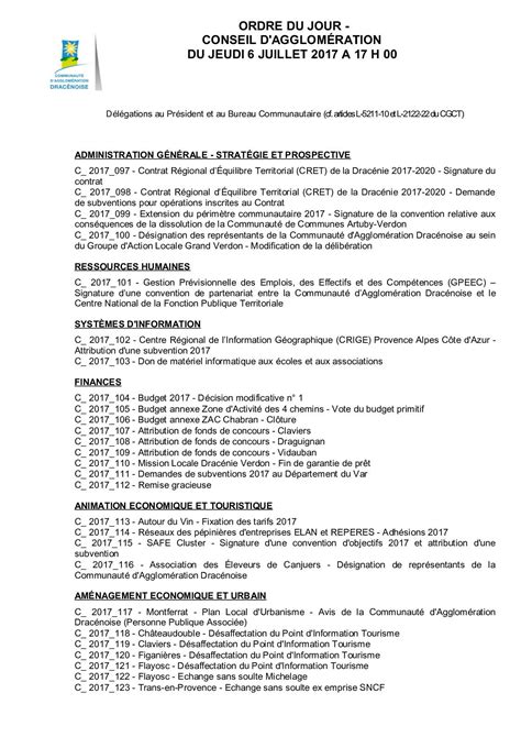 Calam O Conseil D Agglomeration Du Juillet