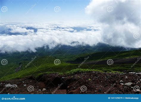 View Down from Near the Summit of Mount Fuji, Japan Stock Image - Image ...