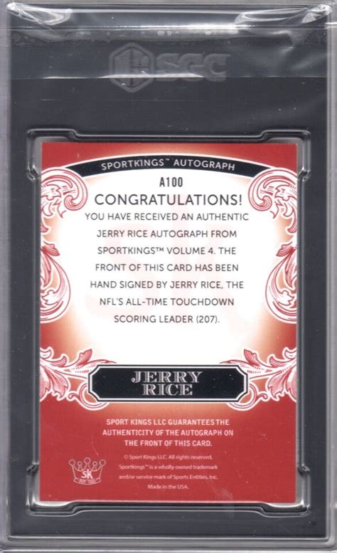 Sportkings Volume A Jerry Rice Autograph Red Serial