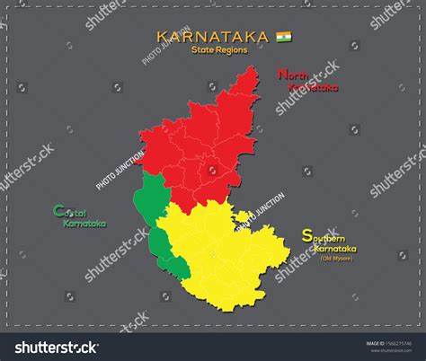 Karnataka Region Map South North Coastal Stock Vector (Royalty Free ...