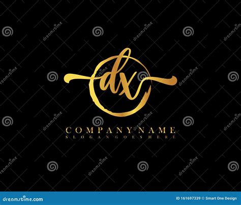 Dx Initial Handwriting Logo Circle Hand Drawn Template Vector Stock