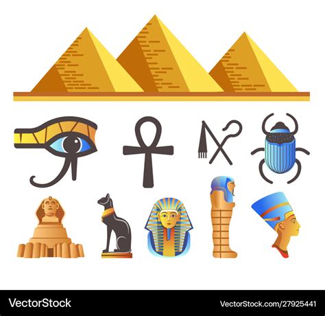 Egyptian pyramids and pharaohs egypt symbols Vector Image