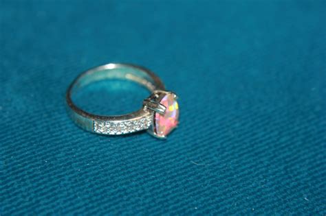 Fire Opal Cz Ring Gemstone Silver Jewelry 6 25 7 5 Engagement Wedding