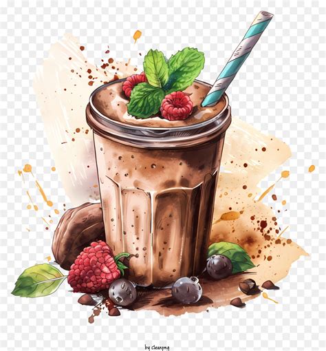 Stylized Chocolate Milkshake With Toppings For Blog Advertising Png