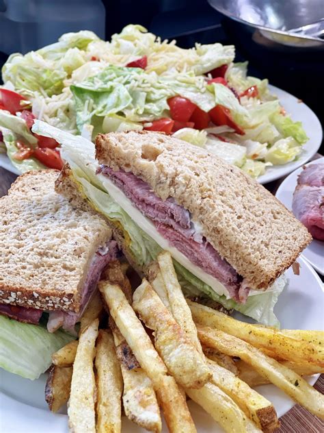 Homemade Beef Deli Meat Sandwiches and French Fries - cooking with chef