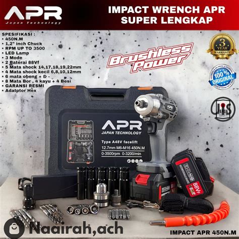 Jual Impact Driver Mesin Buka Baut Baterai Apr V Nm Bor Baterai