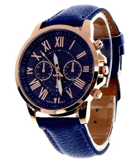 Geneva Platinum Blue Leather Chronograph Mens Watch Buy Geneva