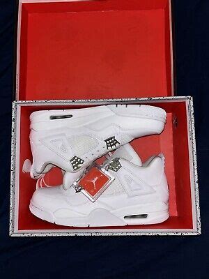 Air Jordan 4 Retro Pure Money White Metallic Silver Size 9 UK EBay