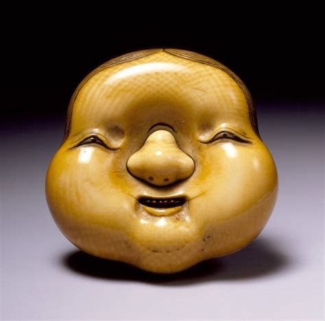 Otafuku Mask Japan Late Th Century Ivory With Staining Sumi