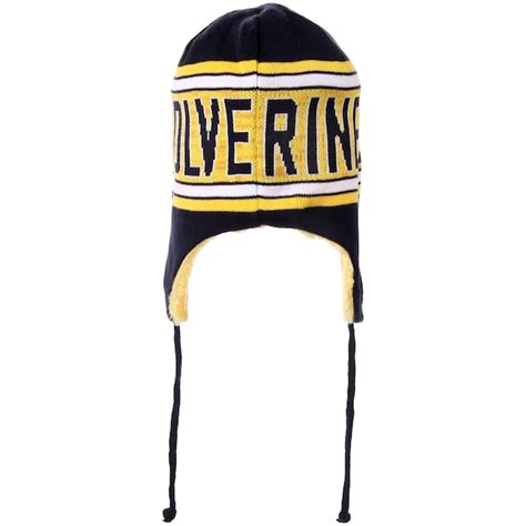 Michigan Wolverines New EraWordtrap Trapper Knit Hat - Navy - Fanatics.com