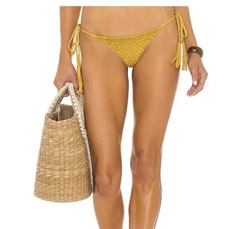 Acacia Crochet Swim Bottoms Bikini Yellow Size Small Gem