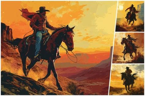 Cowboy Riding a Horse Painting Graphic by Ai Graphic Design Bundle ...