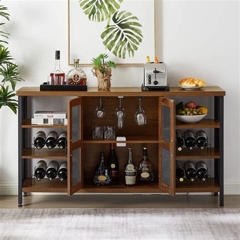 Amazon Calabash Industrial Wine Bar Cabinet Farmhouse Coffee Bar