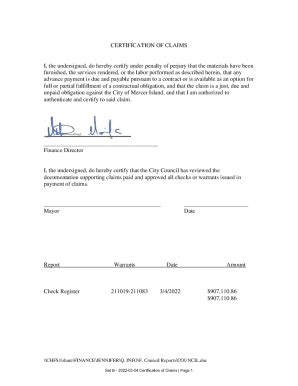 Fillable Online Certification Of Claims I The Undersigned Do Hereby