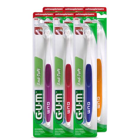 Gum End Tuft Toothbrush 6 Pk Compact Design Targeted Cleaning