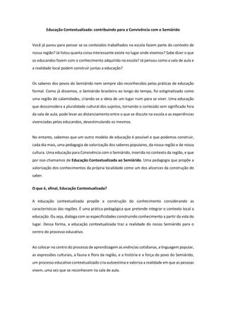 Texto afinal do que é educação contextualizada 2 PDF