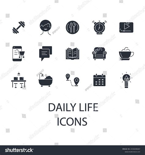 Daily Life Icons Set Daily Life Stock Vector Royalty Free 2150248267 Shutterstock